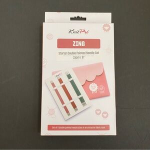 KnitPro Zing Double Pointed Needles DPN Knitting Set 6 Inches Long, 5 Sizes